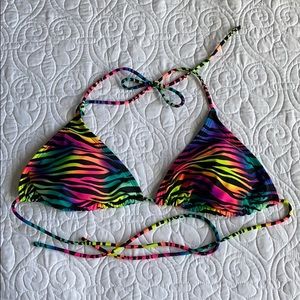 Op Rainbow Zebra Bikini Top